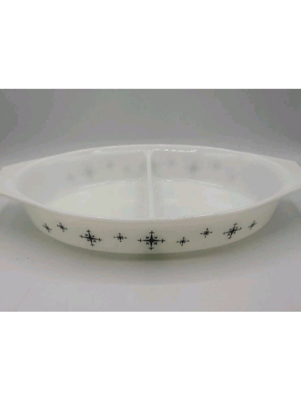 Vintage Pyrex Black Star Atomic Compass Divided 1 1/2 Qt. Casserole Dish NO LID
